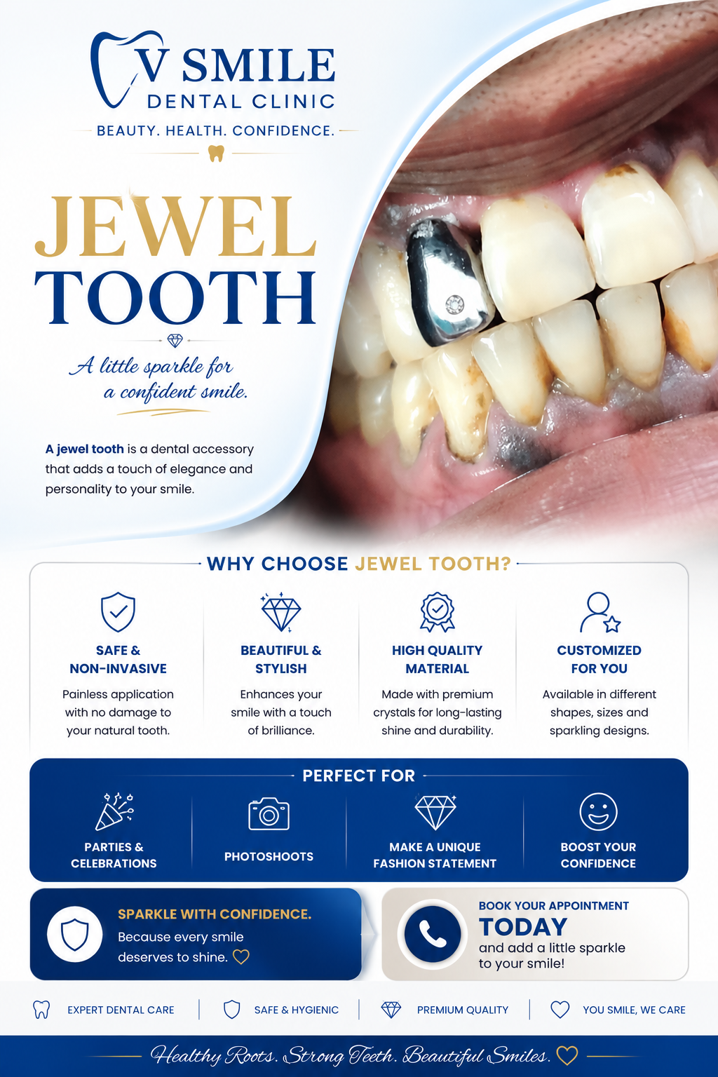Jewel tooth cosmetic dental accessory
